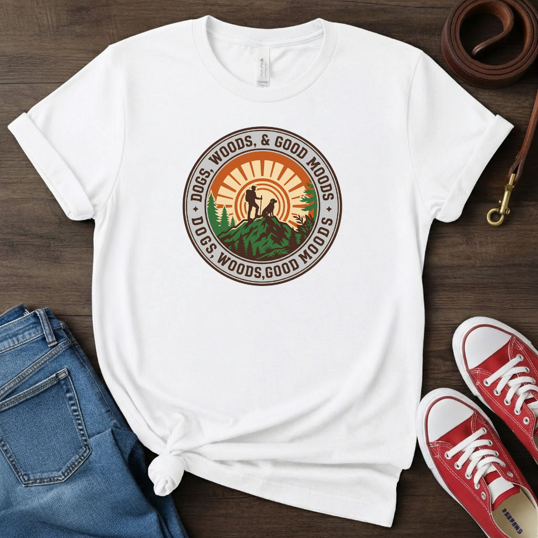 Dog and Nature T-Shirt: Dogs, Woods, Good Moods T-shirt